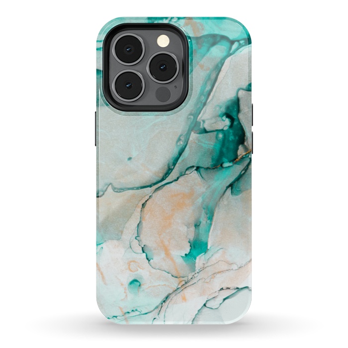 iPhone 13 pro StrongFit Tropical Green Marble by ArtsCase
