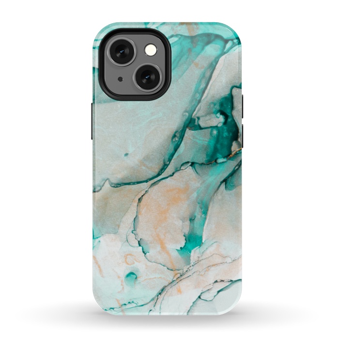 iPhone 13 mini StrongFit Tropical Green Marble by ArtsCase
