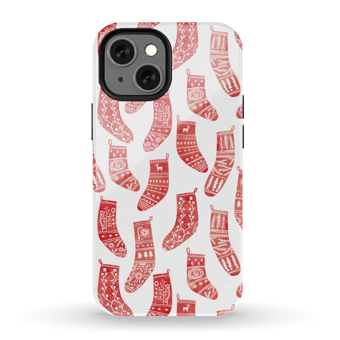 iPhone 13 mini StrongFit Nordic Winter Stockings by Nic Squirrell