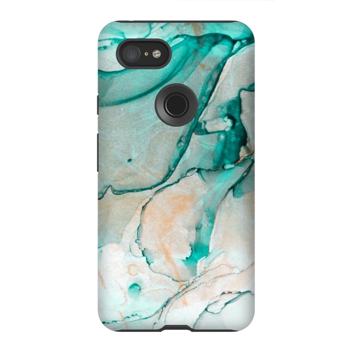 Pixel 3XL StrongFit Tropical Green Marble by ArtsCase