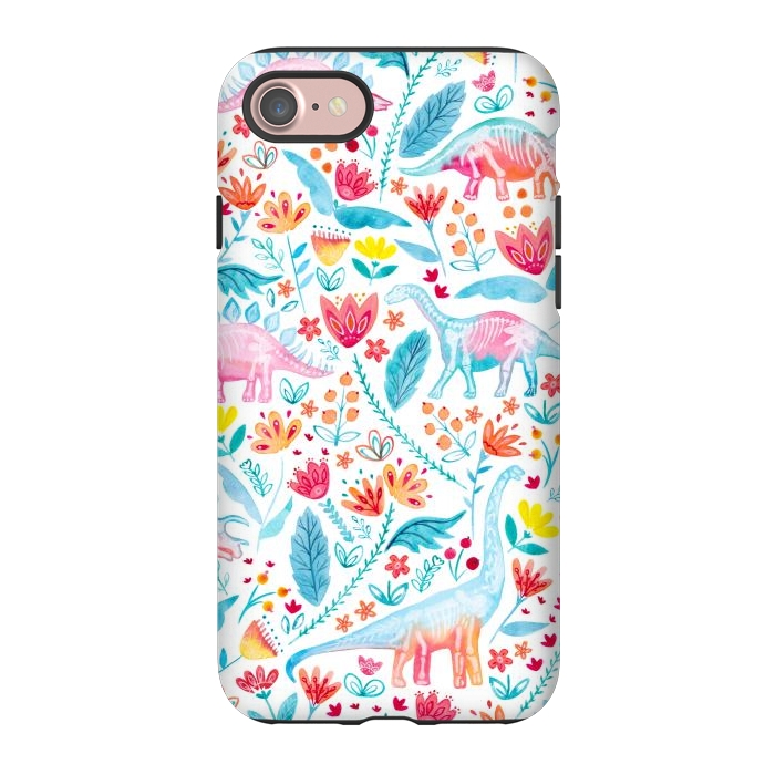 iPhone 7 StrongFit Dinosaur Delight on White by gingerlique