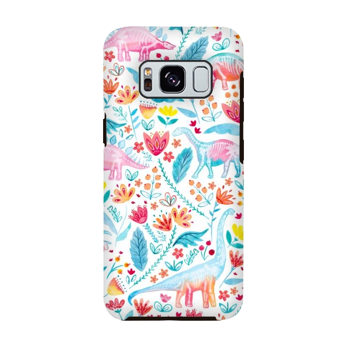 Galaxy S8 StrongFit Dinosaur Delight on White by gingerlique