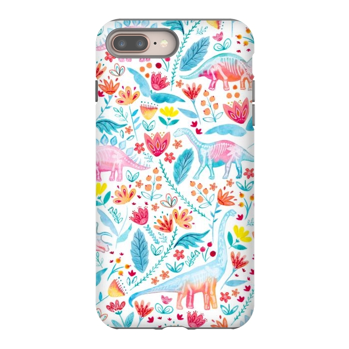 iPhone 8 plus StrongFit Dinosaur Delight on White by gingerlique