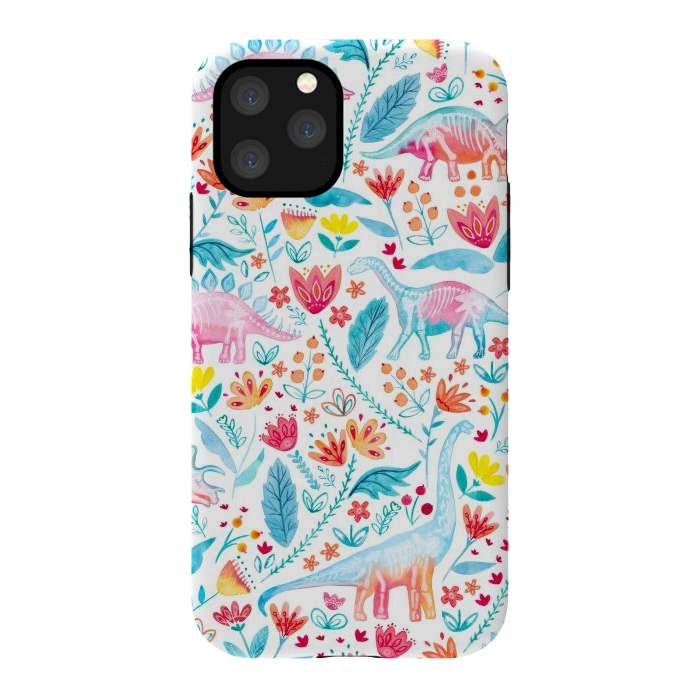 iPhone 11 Pro StrongFit Dinosaur Delight on White by gingerlique