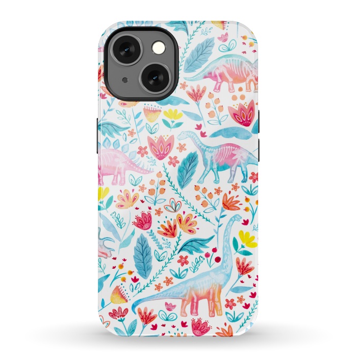 iPhone 13 StrongFit Dinosaur Delight on White by gingerlique