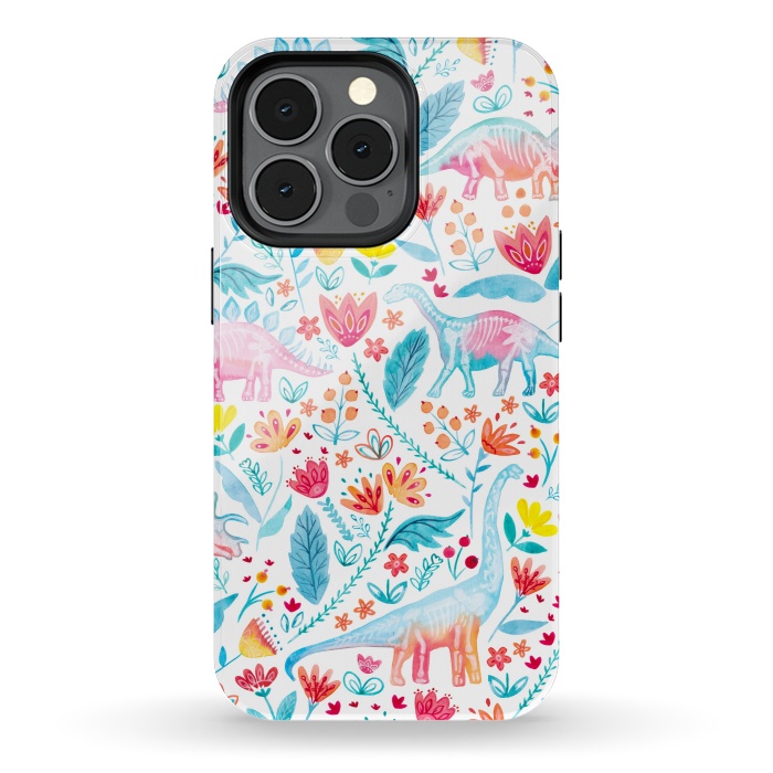 iPhone 13 pro StrongFit Dinosaur Delight on White by gingerlique