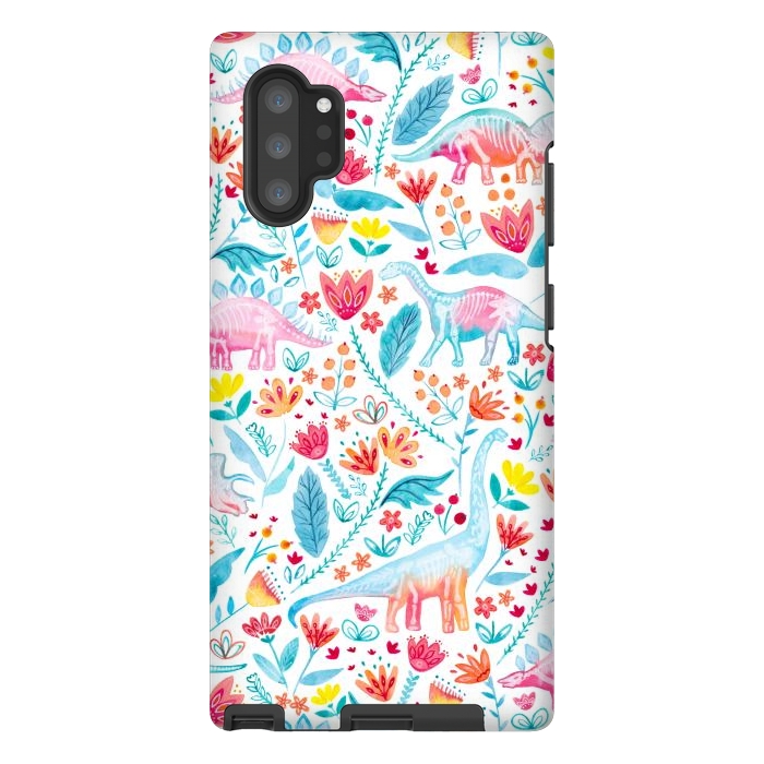 Galaxy Note 10 plus StrongFit Dinosaur Delight on White by gingerlique