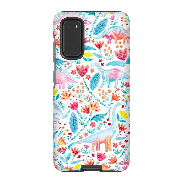 Galaxy S20 StrongFit Dinosaur Delight on White by gingerlique