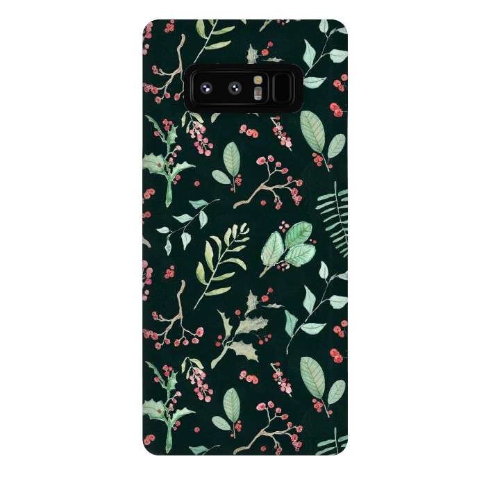 Galaxy Note 8 StrongFit Berries and winter foliage - Christmas pattern by Oana 