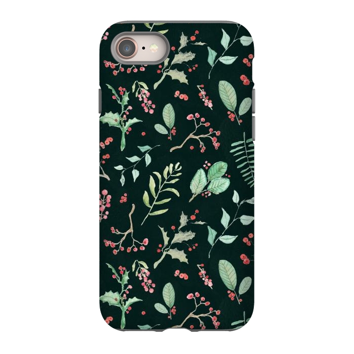 iPhone 8 StrongFit Berries and winter foliage - Christmas pattern by Oana 