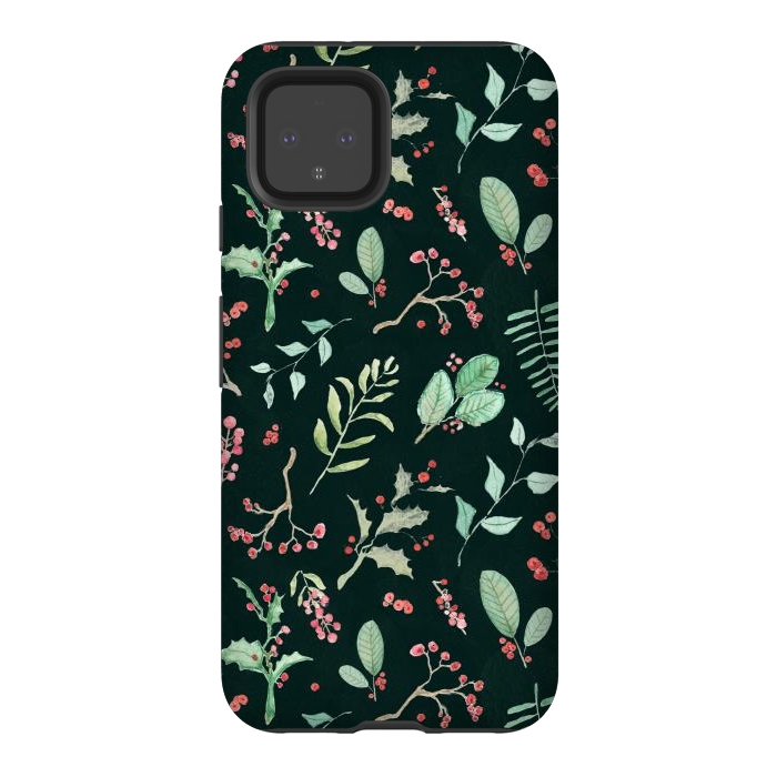 Pixel 4 StrongFit Berries and winter foliage - Christmas pattern by Oana 