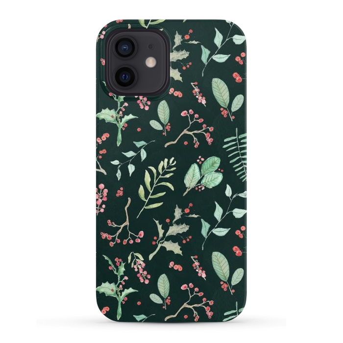 iPhone 12 SlimFit Berries and winter foliage - Christmas pattern por Oana 