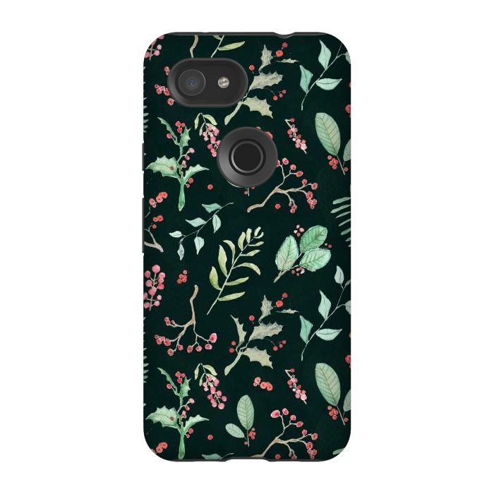 Pixel 3A StrongFit Berries and winter foliage - Christmas pattern by Oana 