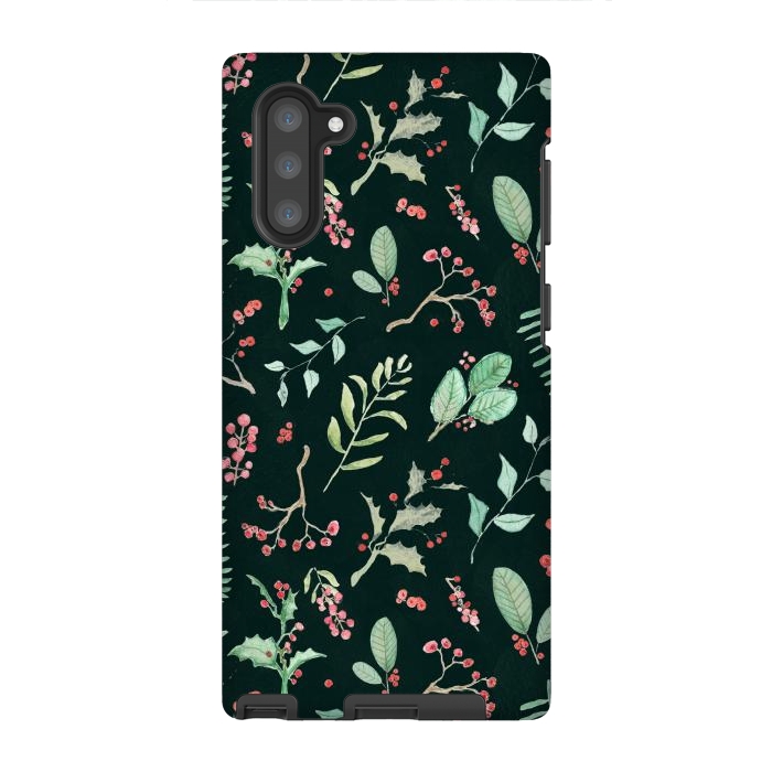 Galaxy Note 10 StrongFit Berries and winter foliage - Christmas pattern by Oana 