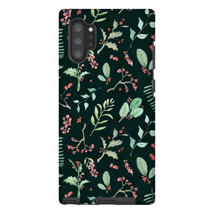 Galaxy Note 10 plus StrongFit Berries and winter foliage - Christmas pattern by Oana 