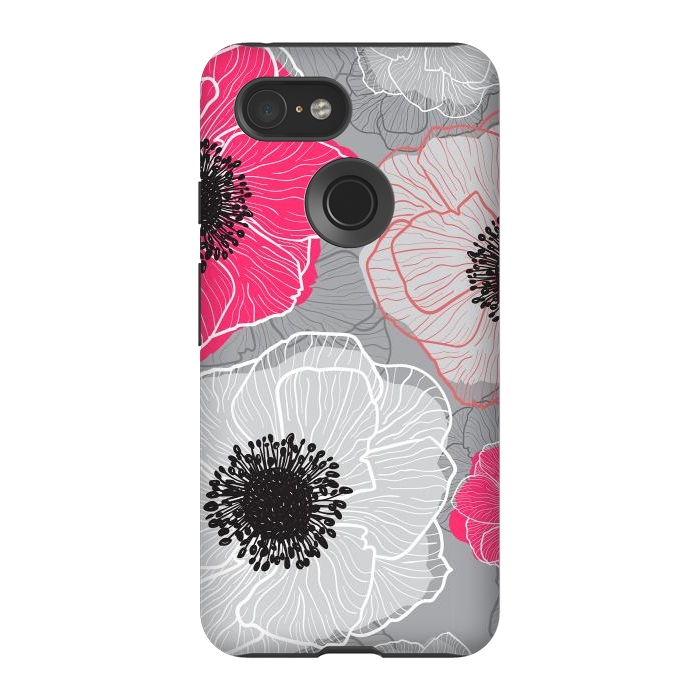 Pixel 3 StrongFit Colorful Anemones Wildflower G603 by Medusa GraphicArt