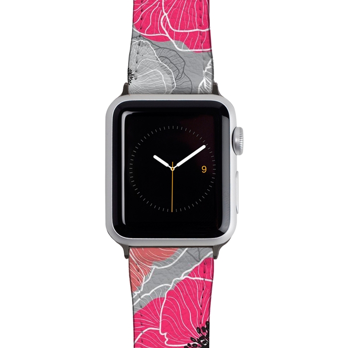 Watch 38mm / 40mm Strap PU leather Colorful Anemones Wildflower G603 by Medusa GraphicArt