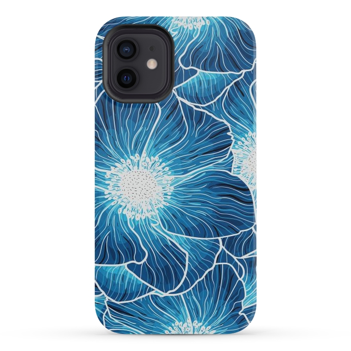 iPhone 12 mini StrongFit Blue Anemones Wildflower G605 by Medusa GraphicArt