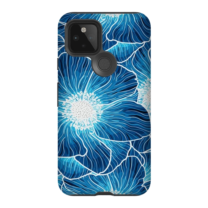 Pixel 5 StrongFit Blue Anemones Wildflower G605 by Medusa GraphicArt