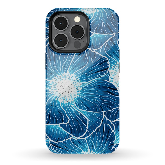 iPhone 13 pro StrongFit Blue Anemones Wildflower G605 by Medusa GraphicArt