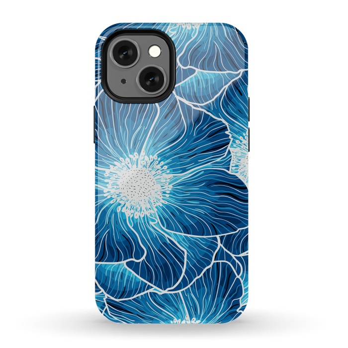 iPhone 13 mini StrongFit Blue Anemones Wildflower G605 by Medusa GraphicArt