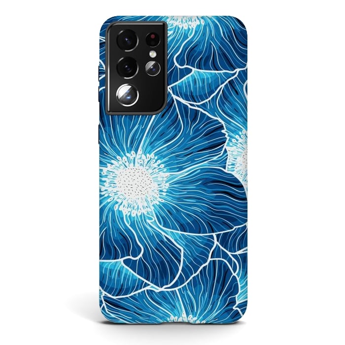 Galaxy S21 ultra StrongFit Blue Anemones Wildflower G605 by Medusa GraphicArt