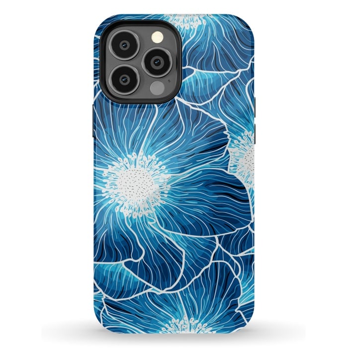 iPhone 13 Pro Max StrongFit Blue Anemones Wildflower G605 by Medusa GraphicArt