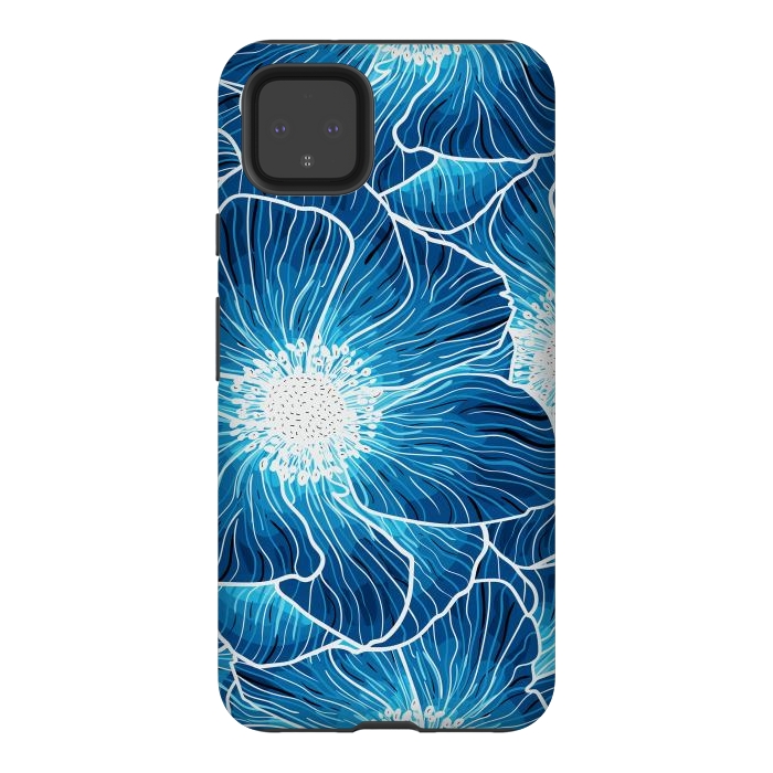 Pixel 4XL StrongFit Blue Anemones Wildflower G605 by Medusa GraphicArt