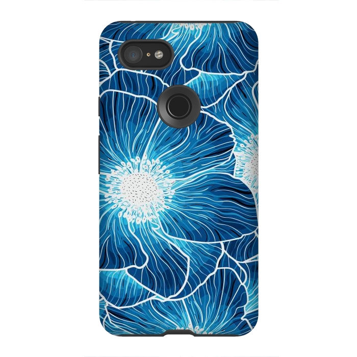 Pixel 3XL StrongFit Blue Anemones Wildflower G605 by Medusa GraphicArt