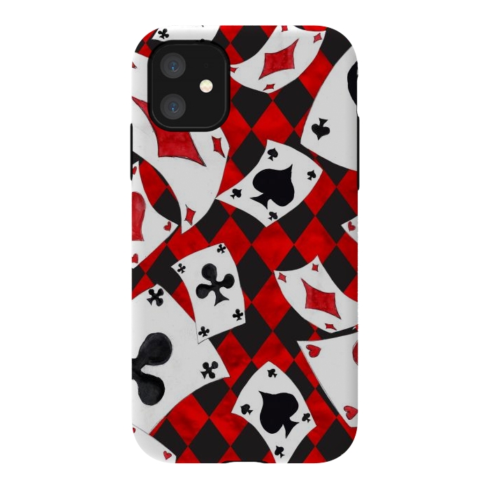 iPhone 11 StrongFit alice-playing cards by haroulita