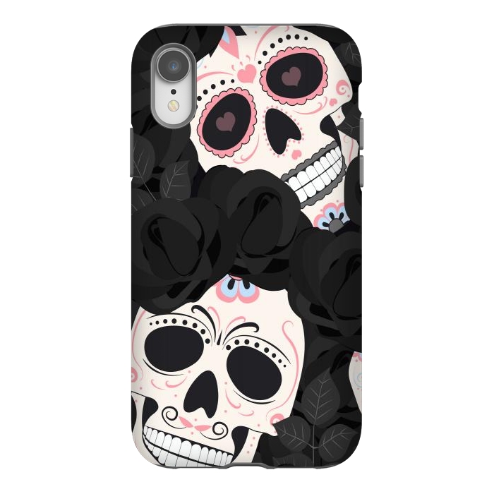 iPhone Xr StrongFit black white sugar skull by haroulita