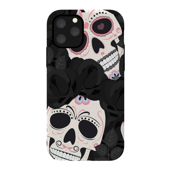 iPhone 11 Pro StrongFit black white sugar skull by haroulita