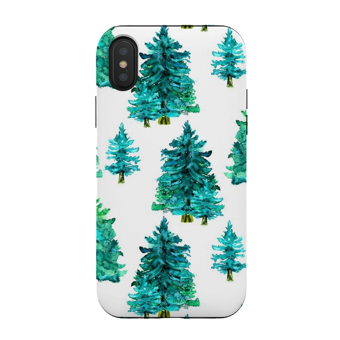 iPhone Xs / X StrongFit Christmas watercolor trees by haroulita