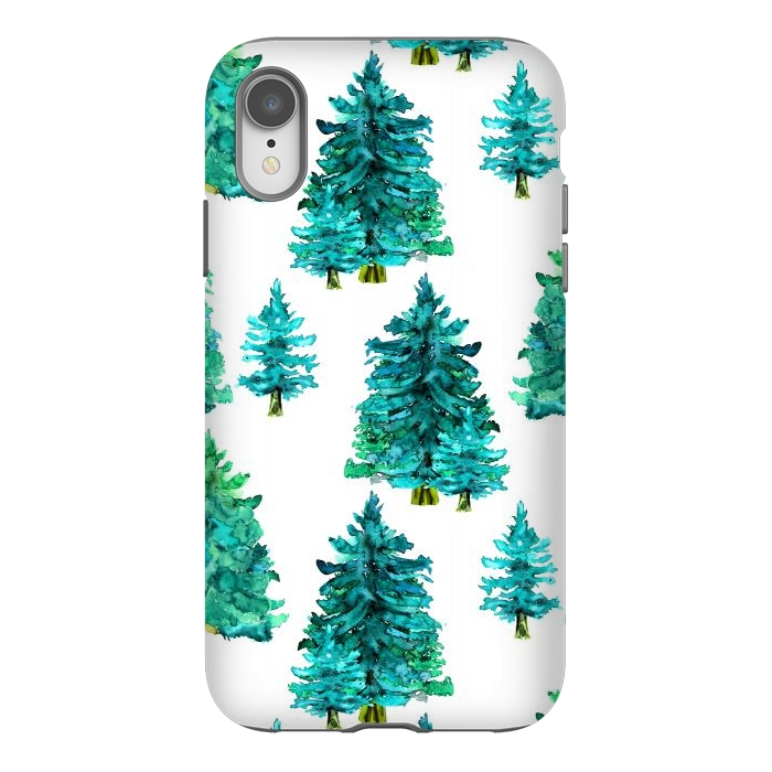 iPhone Xr StrongFit Christmas watercolor trees by haroulita