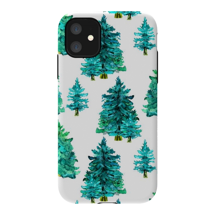 iPhone 11 StrongFit Christmas watercolor trees by haroulita