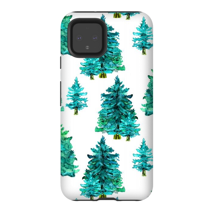 Pixel 4 StrongFit Christmas watercolor trees by haroulita