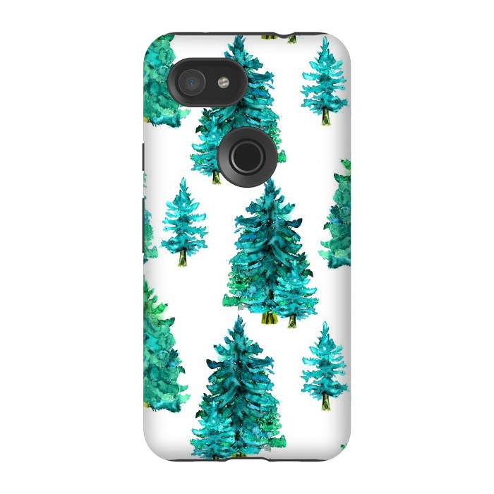 Pixel 3A StrongFit Christmas watercolor trees by haroulita