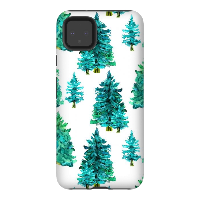 Pixel 4XL StrongFit Christmas watercolor trees by haroulita