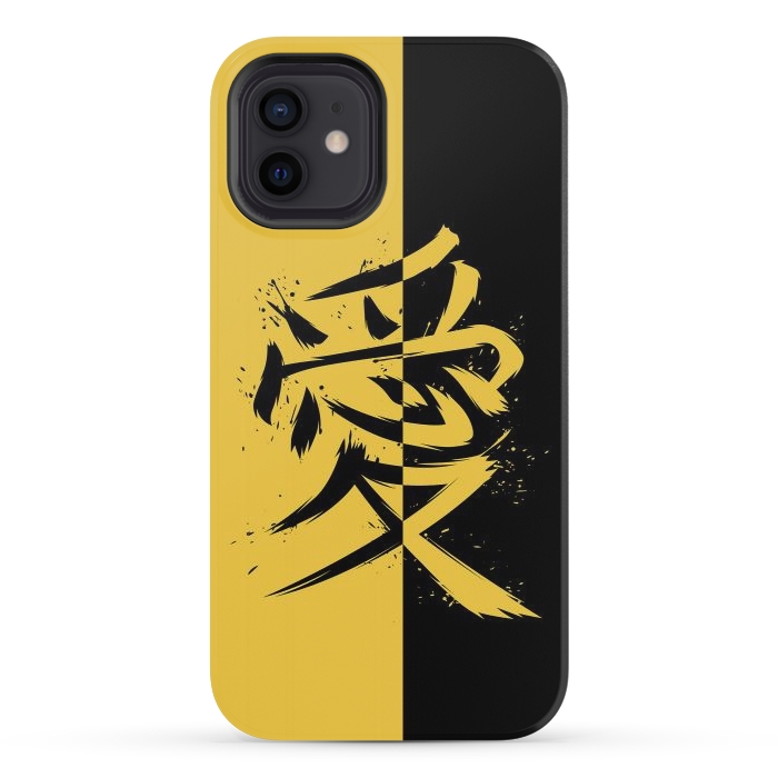 iPhone 12 mini StrongFit Kanji yellow and black by Alberto