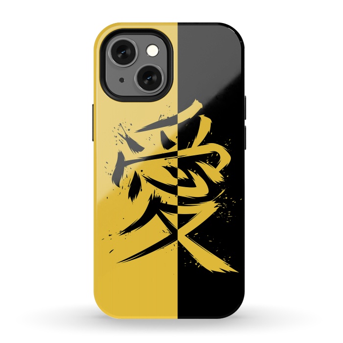 iPhone 13 mini StrongFit Kanji yellow and black by Alberto
