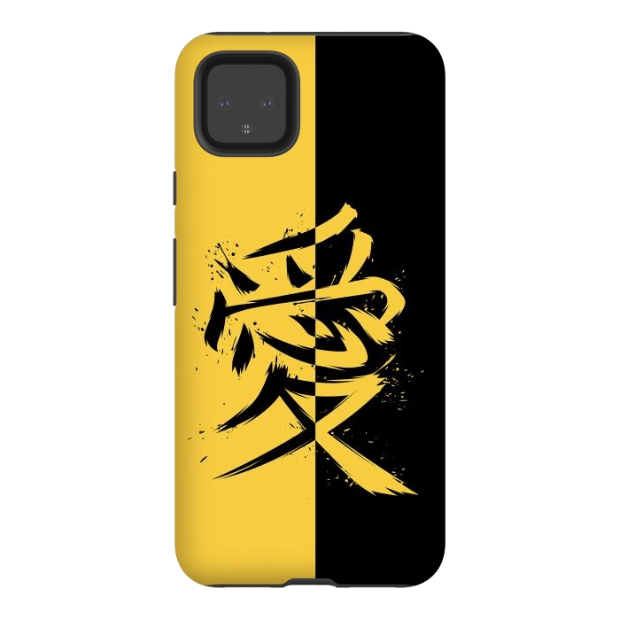 Pixel 4XL StrongFit Kanji yellow and black by Alberto