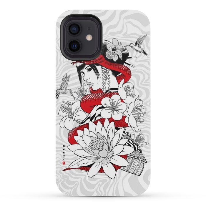 iPhone 12 mini StrongFit Snake and Geisha by Alberto