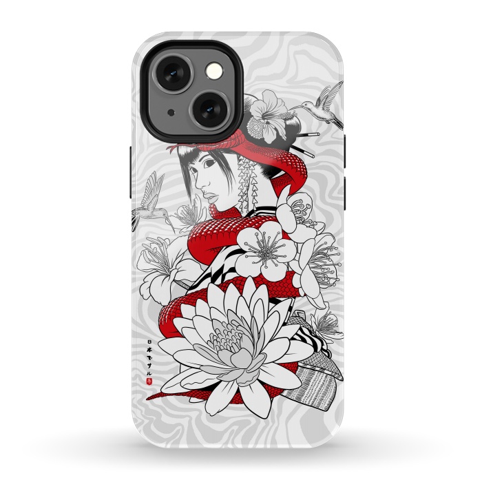 iPhone 13 mini StrongFit Snake and Geisha by Alberto