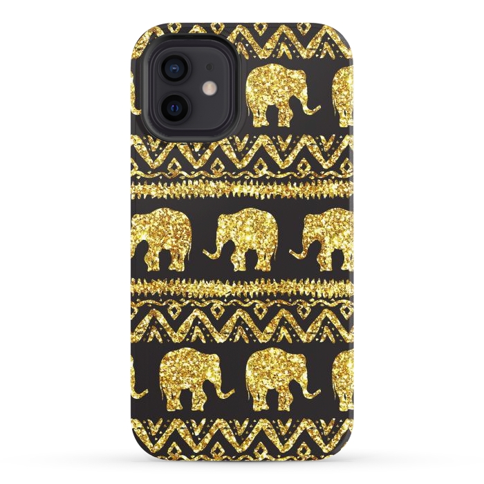 iPhone 12 StrongFit glitter elephant by haroulita
