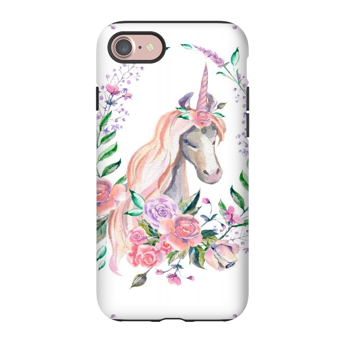 iPhone 7 StrongFit watercolor floral unicorn by haroulita