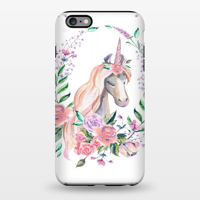 iPhone 6/6s plus StrongFit watercolor floral unicorn by haroulita