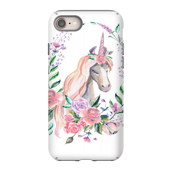 iPhone 8 StrongFit watercolor floral unicorn by haroulita