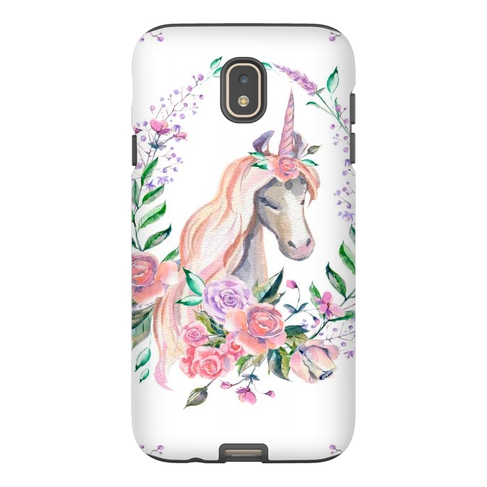 Galaxy J7 StrongFit watercolor floral unicorn by haroulita