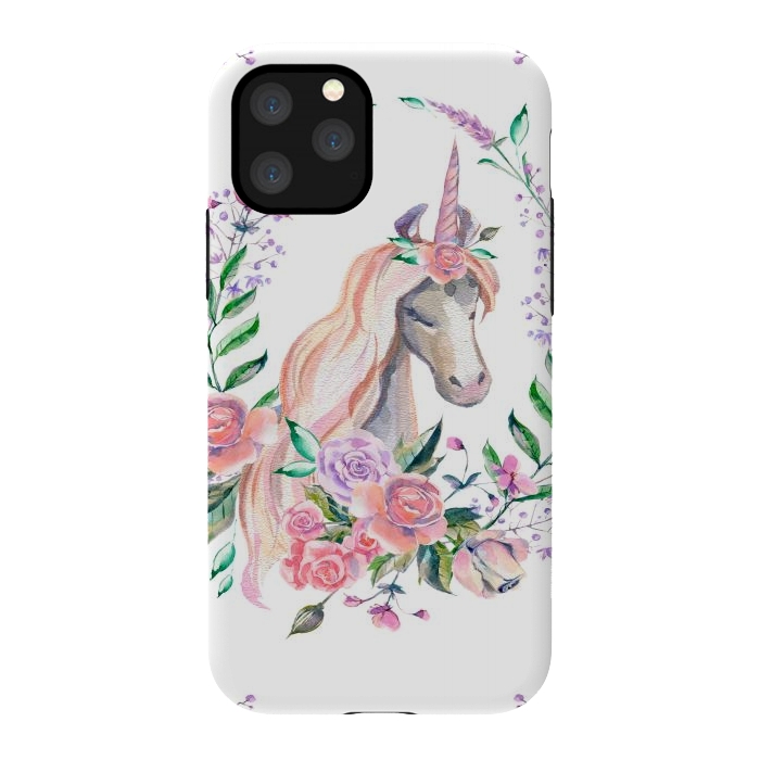 iPhone 11 Pro StrongFit watercolor floral unicorn by haroulita