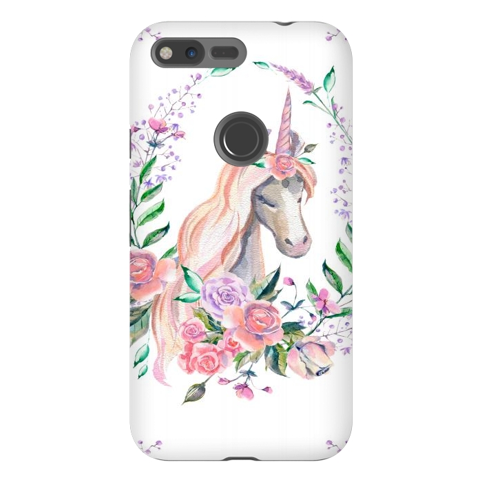 Pixel XL StrongFit watercolor floral unicorn by haroulita